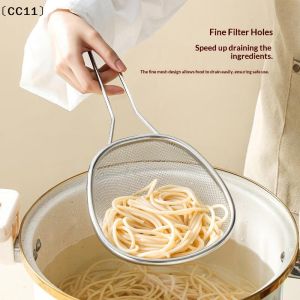 304 Stainless Steel Mesh Strainer Spoon Fine Wire Mesh Food Colander Long Handle Sieve Cooking Utensils Strainer〔CC11〕
