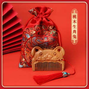 Portable Small Size Peach Wood Dragon Comb Cute Girl Hairbrush Non-Damaging Hair Comb Personal Care Tool Family Household