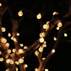 Solar 5/7/12m Outdoor LED Crystal Globe String Light Fairy Light for Garden Wedding Christmas Home Room 2025 Ramadan Decoration