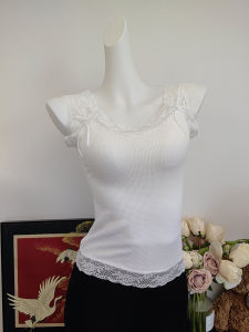 Áo Ba Lỗ Ren Mềm Mại Thanh Lịch Mùa Hè Mới Về Áo Ba Lỗ Ren Đôi Sinh Đôi Pure Milk Cheese Grid Cho Nữ