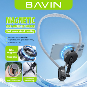 BAVIN P25 Magnetic & P26 Clip-On Universal Neck Mount Phone Holders | 360° Rotating | Hands-Free Stand for Smartphones