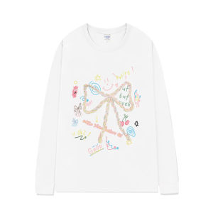 เสื้อยืดแขนยาวหลวมๆ สไตล์เกาหลีสำหรับผู้หญิง ลายผีเสื้อ ทรงหลวมๆ ปกติ คอตตอน ฤดูใบไม้ผลิ 2025 แฟชั่น