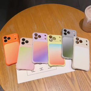 Ốp Điện Thoại Silicon Bóng Mờ Gradient Cho iPhone 17/16/15/14 Pro Max Với Bảo Vệ Ống Kính Chống Sốc Viền Bảo Vệ Chắc Chắn