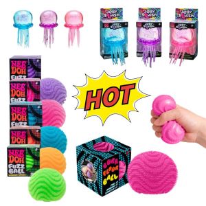 Schylling Nee Doh Jellyfish & Fuzz Ball Soft Squishy Squeeze Toy Stress Relief Decompression Fidget Toy for Daily Relax