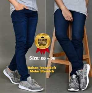 BAYAR DI TEMPAT - CELANA PANJANG JEANS PRIA BAHAN NGARET MODEL PENSIL SLIM FIT