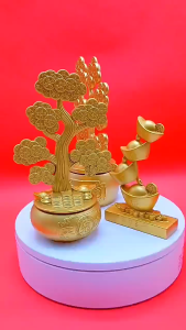 9.3*5.9*2.1CM Yuan Bao Feng Shui Paduan Yenpao Pohon Untuk Dekorasi Rumah Kantor Hiasan Uang China