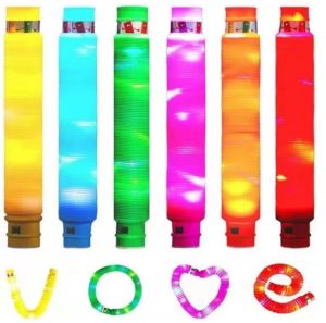 Mainan Anak Pop Light Led Viral Fidget Pop It Lite Rainbow Tubes Sensory Toys Lampu Bisa Kreasikan Bentuk Light Up Pop Lay Pipes