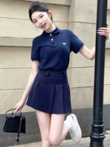 Bộ Áo Thun Cổ Polo Nữ Và Váy Xếp Ly Dài Vừa Phải Bộ Trang Phục Thể Thao Giản Dị Sang Trọng Mùa Hè Dành Cho Nữ Nhỏ