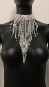 Vintage Rhinestone Choker Gold Tassel Crystal Necklace Women Club Party Neck Jewelry