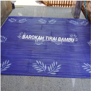 tirai bambu gulung penutup teras ukuran 2x2meter tirai bambu motif bunga tirai bambu free tali keratan dan ring besi