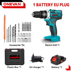 🔥Bulacan Stock🔥24PCS Set Drill Power Tool Electric Impact Drill 25+3 Torque Cordless Electric Screwdriver Woodworking Power Tool For Makita 18V Battery Pin