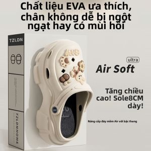 Giày Đế Dày EVA Mùa Hè 2024 Cho Nữ Đi Biển Đế Cao Gót Hở Mũi Dép Xỏ Ngón Thoải Mái Thoáng Khí