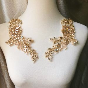 Champagne Glass Heavy Duty Rhinestone Symmetrical Drill Flower DIY Performance Costume Dress Sleeve Decoration Rhinestone Flower