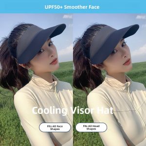 MiiOW | Womens Summer Wide Brim Sun Hat UV Protection Empty Top Outdoor Cycling Running Face Covering Sunshade Cap Casual Style