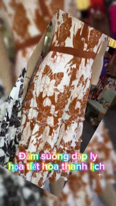 Đầm suông dập ly họa tiết hoa thanh lịch cho quý cô