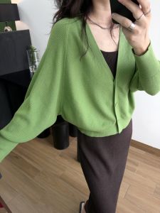 Old Friend Autumn and Winter Loose Small Coat Batwing Sleeve Outer Match Knitted Cardigan Sweater Womens Outer Wear Slim Fit Slimming Tops