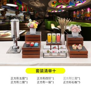 New Style Samphire Buffet Tea Break Layer Rack Cold Meal Original Wood Dessert Sushi Cake Sweet Display Stand Table Decoration