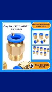 [Combo 5 cái] Đầu nối hơi phi 8 răng ngoài 9.6 - Đầu nối nhanh phi 8 ren ngoài 9.6 - PC 0801