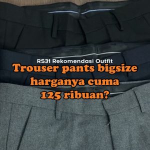 Celana Bahan Formal Pria Slim Fit - Celana Kerja Kantor Big Size Grey Trouser Pants Abu-abu RS31