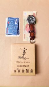 Ví Siêu Bền Trống Đồng Da Bò Vegtan Nhuộm Thủ Công Màu Xanh Navy - RAM RAM Leather