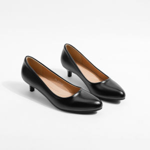 Professional Interview High Heels Black Leather Shoes