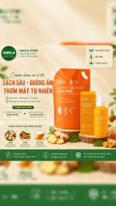 Sữa Tắm Thảo Dược Gừng Nghệ 1000g & Dung Dịch Vệ Sinh X2 Nano Nghệ Hương Cam 150gram Cỏ Cây Hoa Lá – Da Khỏe Mịn Màng Sạch Thơm Quyến Rũ