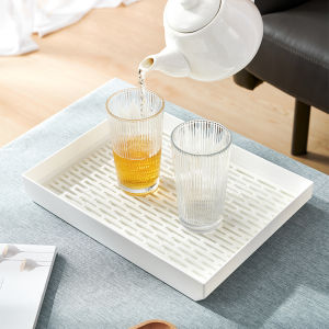 Double Layer Plastic Rectangular Drain Basket Kitchen Cup Holder Tea Tray Fruit Plate Home Living Room Pure Color Accessories