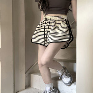 High Waist Striped Sports Shorts Womens Casual Summer Fashion 2024 New Style Elastic Waist Versatile Outdoor Wear Hot Pants
