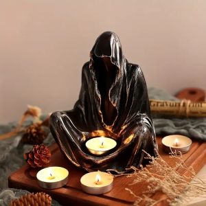 3D พิมพ์Ghost Wizard แท่งเทียนสร้างสรรค์รูปปั้นเครื่องประดับพลาสติกDark Fantasy Medieval Ritual เครื่องประดับ Perfect Props สําหรับ