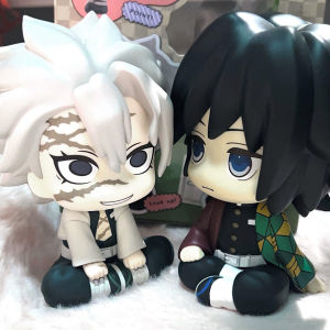 Bandai | 10cm Demon Slayer Action Figure Model ornament muichiro Figure Kanroji Mitsuri Shinazugawa Sanemi Kawaii Q Ver Toy Childrens gi