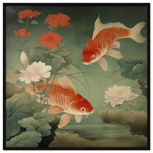 Tranh treo tường tranh dán tường tranh in canvas cá chép phong thủy. CGI-96