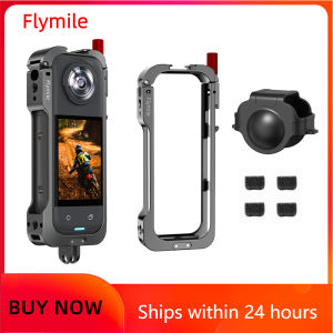 Flymile Metal Cage Protective Case for Insta360 X5 Accessories Aluminum Alloy Expansion Frame Adapter Mount with Lens Guard