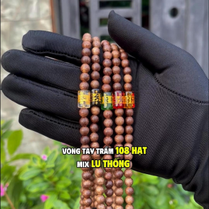 Vòng tay trầm hương 108 hạt mix lu thống omani đeo tay nam nữ mệnh kim mộc thủy hỏa thổ Trầm Hương Hà Xá