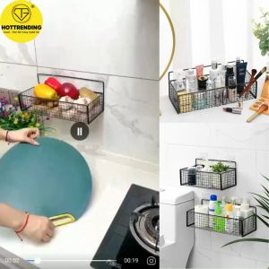 Giá Để Đồ Treo Tường Nhà Bếp Hành Gừng Và Tỏi Kệ Sắt Treo Không Đục Lỗ Giá Để Đồ Giỏ Thoát Nước Treo Tường