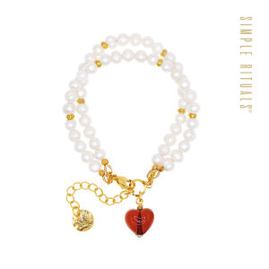 Venice Handmade Glass Pearl Heart Shaped Double Layer Bracelet for Women Simple Rituals Romantic Jewelry Fashion Accessories