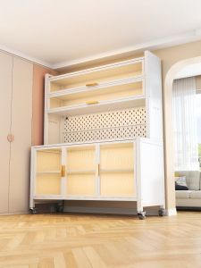 Modern Simple Style Kitchen Storage Cabinet Carbon Steel Floor-Standing One-Piece Door with Dust-Proof Home Appliance Storage Wardrobe