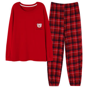 Miiow | Pure Cotton Long Sleeve Sleepwear Set For Women Spring Autumn Lightweight Home Clothes Cat Person Casual Outfit Teenager Youth