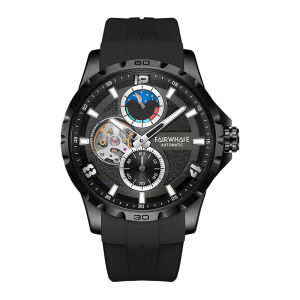 Mark Fairwhale Brand 6510 Fashion Automatic Watches Men Sports Rubber Strap Man Clock Luxury Moon Phase Mechanical Wristwatch