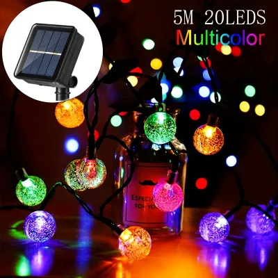 20/50/100 LED Solar String Lights Warm White Outdoor Crystal Globe Lights Waterproof Solar Festoon Fairy Light For Garden