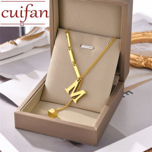 916 Saudi Gold Womens European and American Fashion and Popular M Letter Pendant Niche Design Sense Titanium Steel Necklace Womens Jewelry