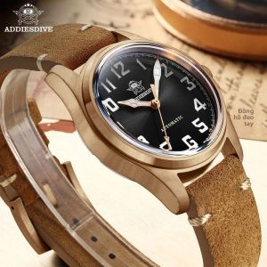 Đồng Hồ Lặn Cổ Điển ADDIESDIVE 39mm Đồng Hồ Lặn Cổ Điển 200m Cơ Khí Tự Động Dành Cho Nam Với Kính Sapphire Bong Bóng Và Dây Đeo Bằng Da