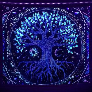 VIKAMA Blacklight Mặt Trăng Mặt Trời Neon Trippy Mandala Tấm Thảm Phong Cách Vintage Mềm Mại Bền Đẹp Ấm Cúng Thẩm Mỹ Trang Trí Nhà Nghệ Thuật Treo Tường Quà Tặng