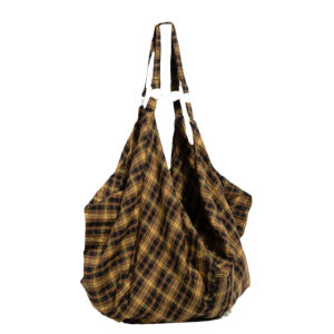Large Capacity Plaid Tote Bag Womens Retro American Style Shopping Bag with Double Straps Canvas Material Casual Shoulder Bag
