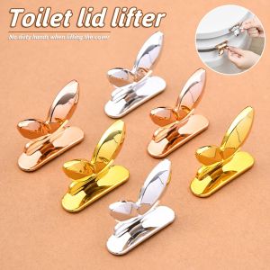 2PCS Multifunctional Toilet Seat Lifter Metal Color Leaf Shape Toilet Seat Opener Bathroom Dirty Hands Toilet Seat Flip Cover Artifact