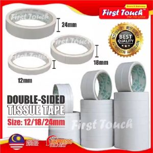 Double Sided Tissue Tape Adhesive Size 12mm/18mm/24mm 10yards School Office 双面贴纸