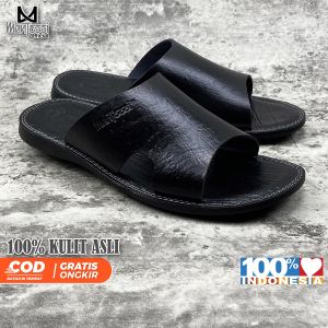Nusaibah Store Sandal selop kulit Sapi sandal kulit Pria (M11)