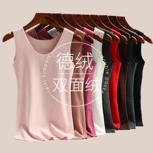 Áo Vest Dày Ấm Áp Bằng Vải Nhung Dervo Dành Cho Nữ Mùa Thu Đông Thường Ngày Không Có Núm Vú Phong Cách Công Sở Màu Trơn