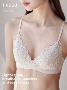 TINGGU | Slim Thin Lace Bra Without Steel Rings Gathering Effect French Design For Larger Breasts Preventing Sagging