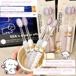 Rounded Peak Dot Pattern Soft Bristle Protective Dog Toothbrush