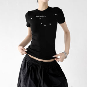 MUYUZI | Slim Fit Printed White T-Shirt for Women